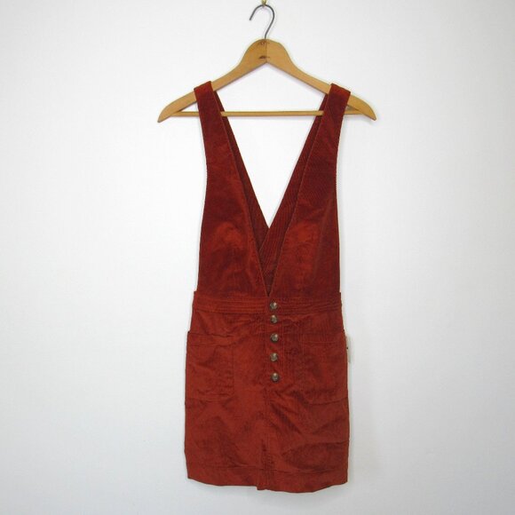 Free People Old School Love Overall Dress Jumper Copper Rust Sz 2 NWT - Picture 1 of 8